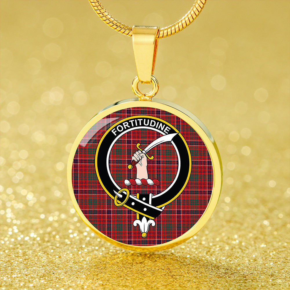 MacRae Modern Tartan Crest Circle Necklace