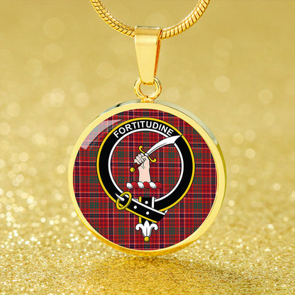 MacRae Modern Tartan Crest Circle Necklace