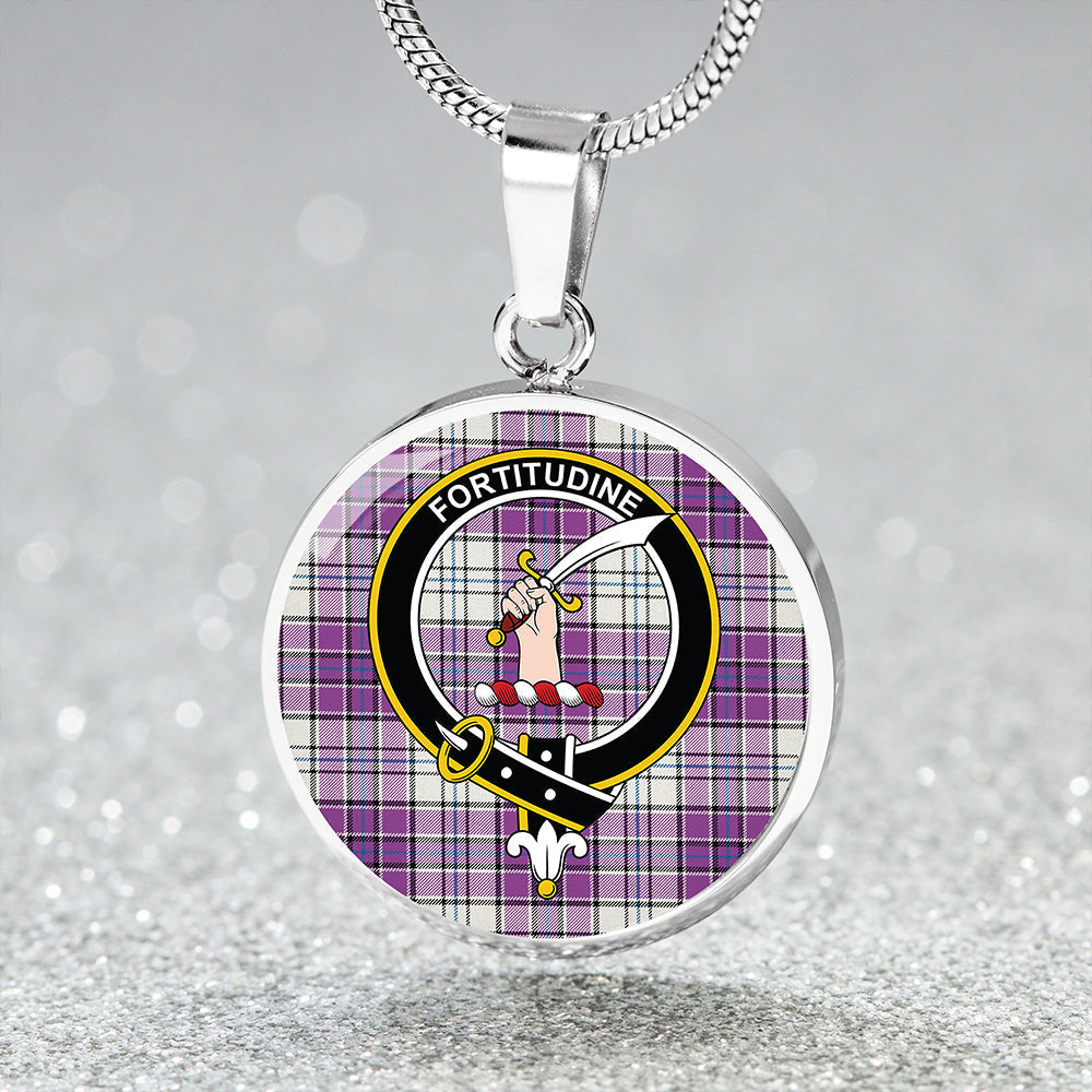 MacRae Purple Dress Ancient Tartan Crest Circle Necklace