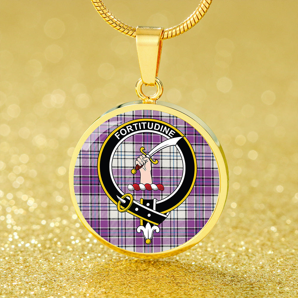 MacRae Purple Dress Ancient Tartan Crest Circle Necklace