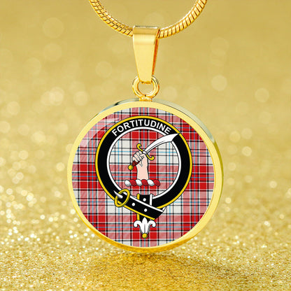 MacRae Red Dress Modern Tartan Crest Circle Necklace