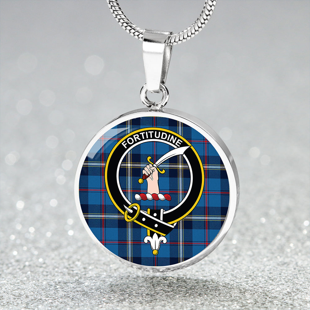 MacRae of America Modern Tartan Crest Circle Necklace