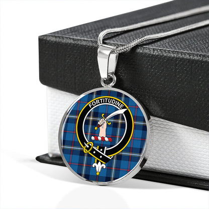 MacRae of America Modern Tartan Crest Circle Necklace