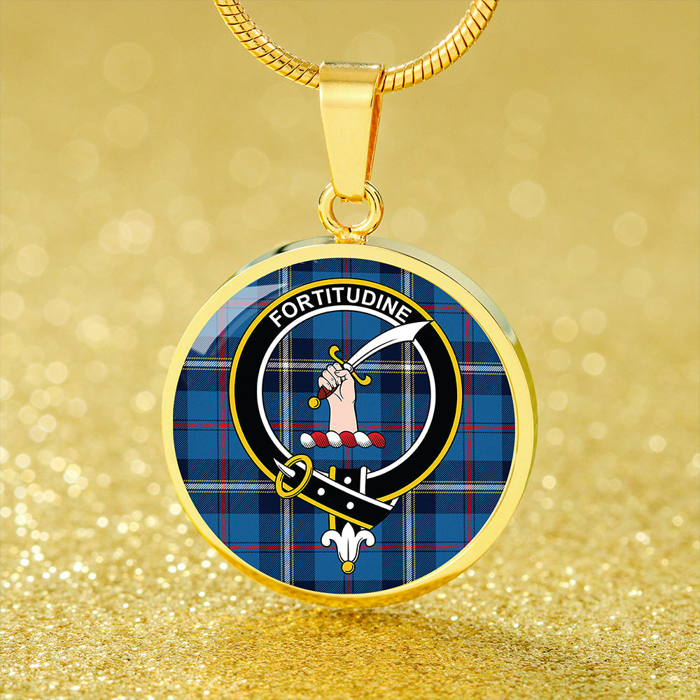 MacRae of America Modern Tartan Crest Circle Necklace