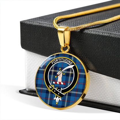 MacRae of America Modern Tartan Crest Circle Necklace