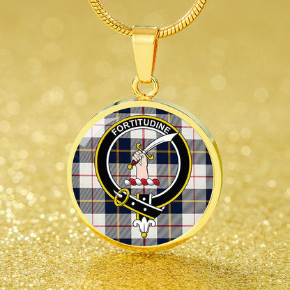 MacRae of Conchra Modern Tartan Crest Circle Necklace