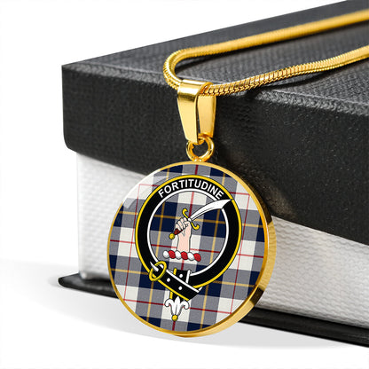 MacRae of Conchra Modern Tartan Crest Circle Necklace