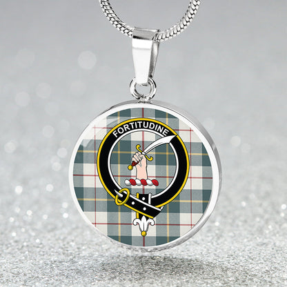 MacRae of Conchra Weathered Tartan Crest Circle Necklace