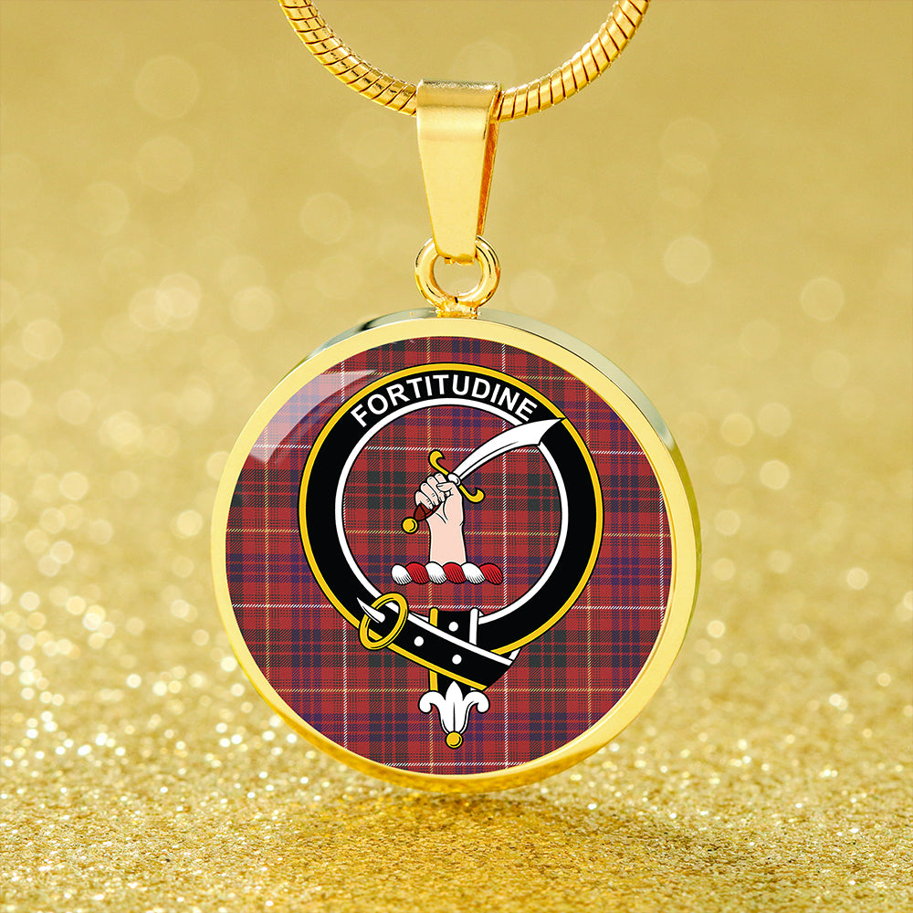 MacRae of Inverinate Weathered Tartan Crest Circle Necklace