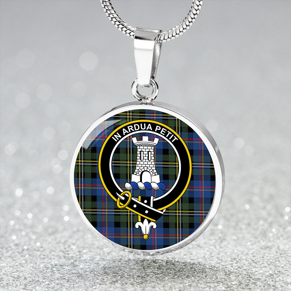 Malcolm 1840 Modern Tartan Crest Circle Necklace