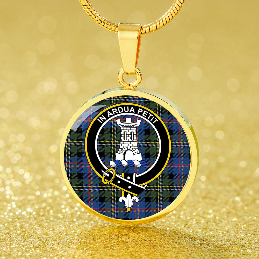 Malcolm 1840 Modern Tartan Crest Circle Necklace