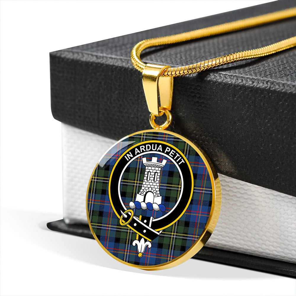 Malcolm 1840 Modern Tartan Crest Circle Necklace