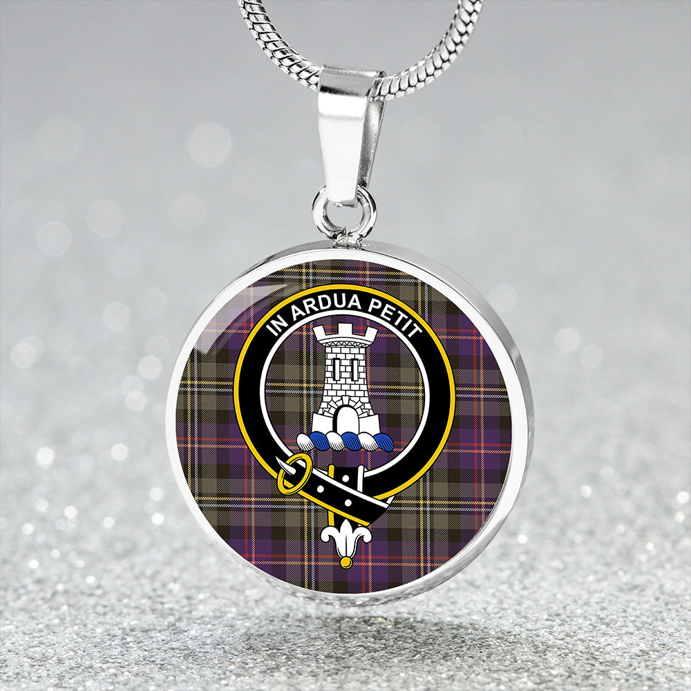 Malcolm 1840 Weathered Tartan Crest Circle Necklace