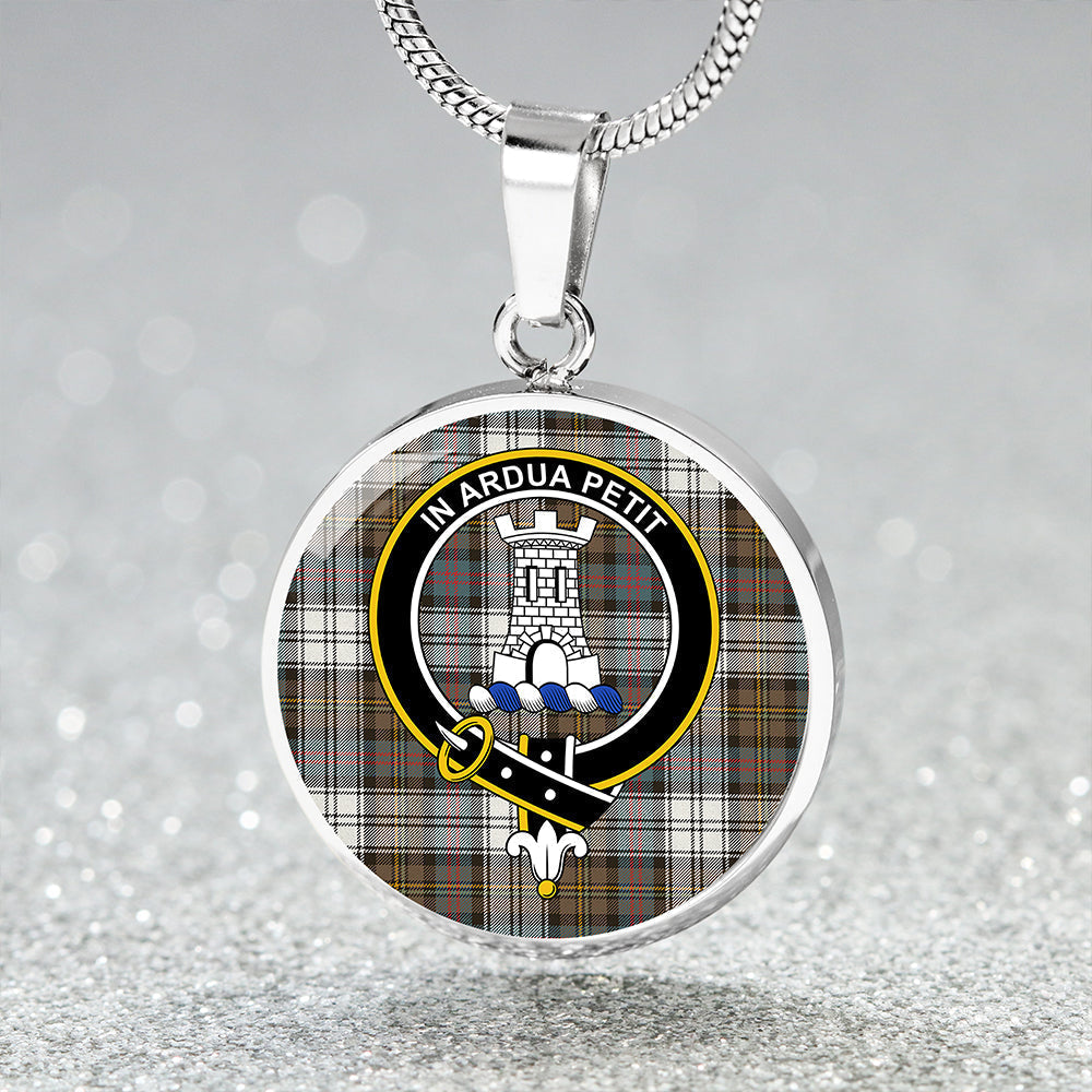 Malcolm Dress Weathered Tartan Crest Circle Necklace