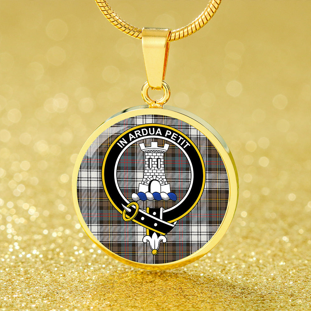 Malcolm Dress Weathered Tartan Crest Circle Necklace