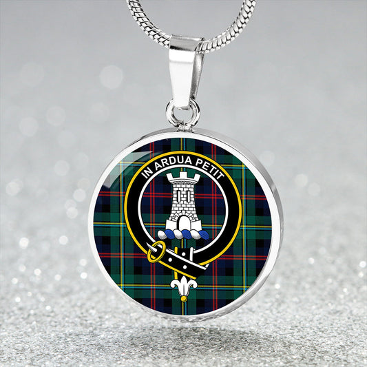 Malcolm Modern Tartan Crest Circle Necklace