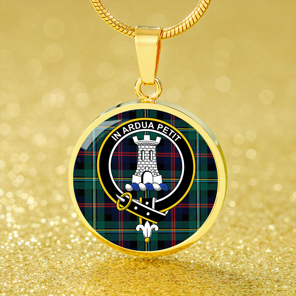 Malcolm Modern Tartan Crest Circle Necklace