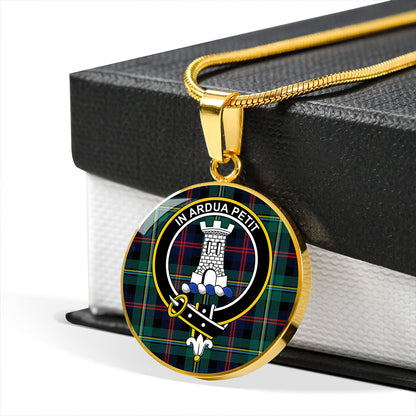 Malcolm Modern Tartan Crest Circle Necklace