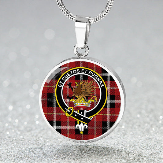 Marjoribanks Modern Tartan Crest Circle Necklace