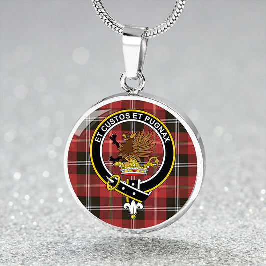 Marjoribanks Weathered Tartan Crest Circle Necklace