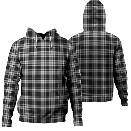 Menzies Black & White Modern Tartan Plaid Hoodie