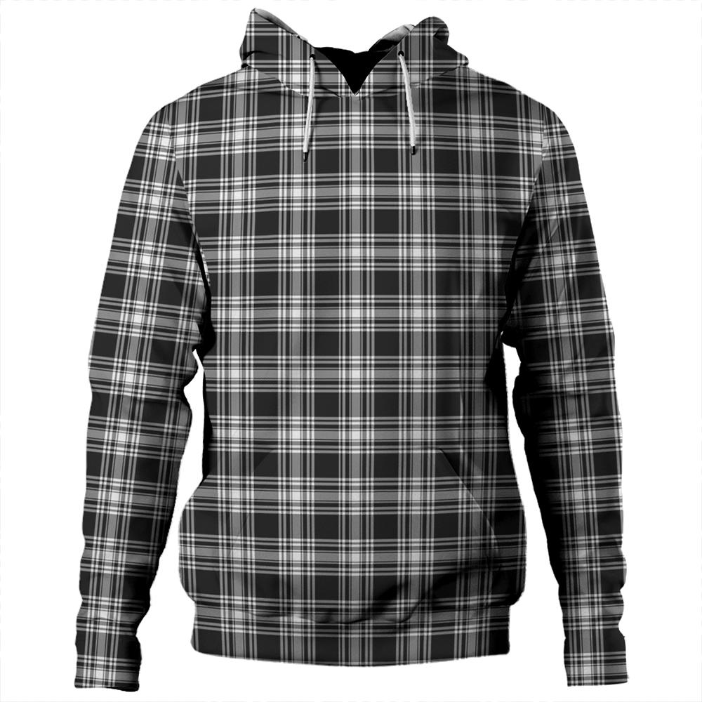 Menzies Black & White Modern Tartan Plaid Hoodie