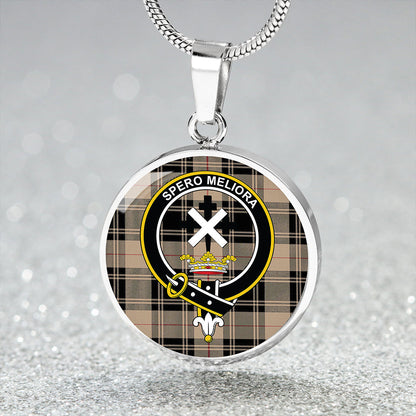 Moffat Weathered Tartan Crest Circle Necklace