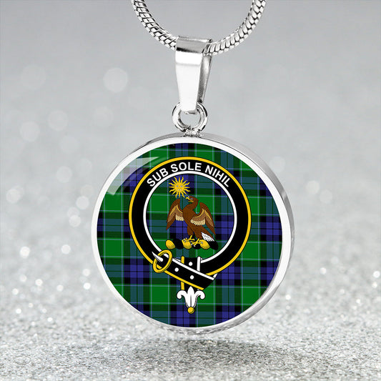 Monteith Tartan Crest Circle Necklace