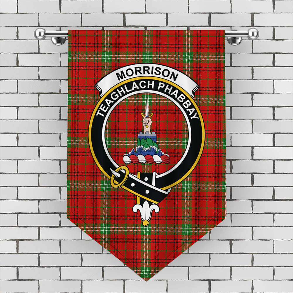 Morrison Red Modern Tartan Crest Gonfalon