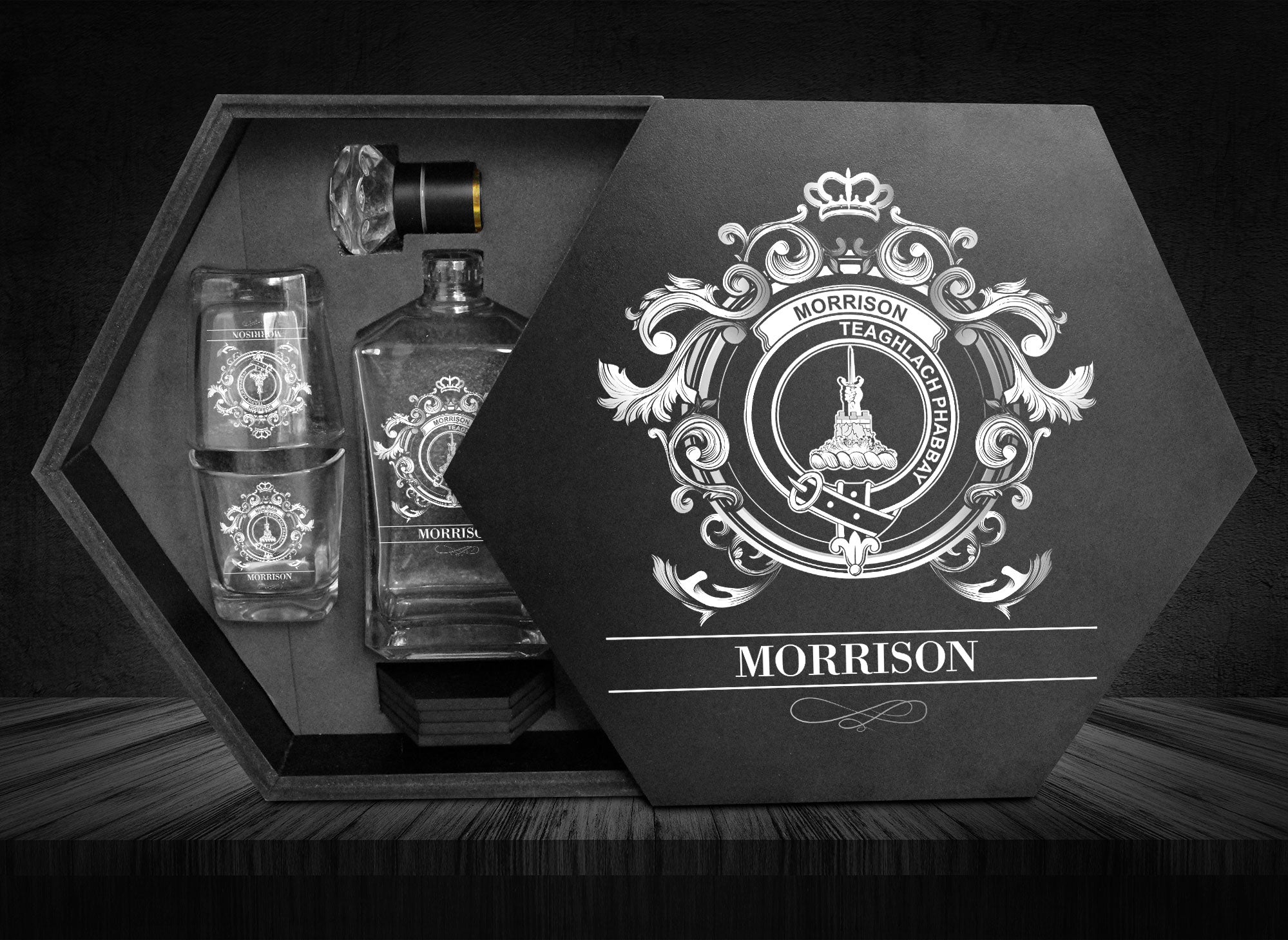 Morrison Tartan Clan Decanter Set