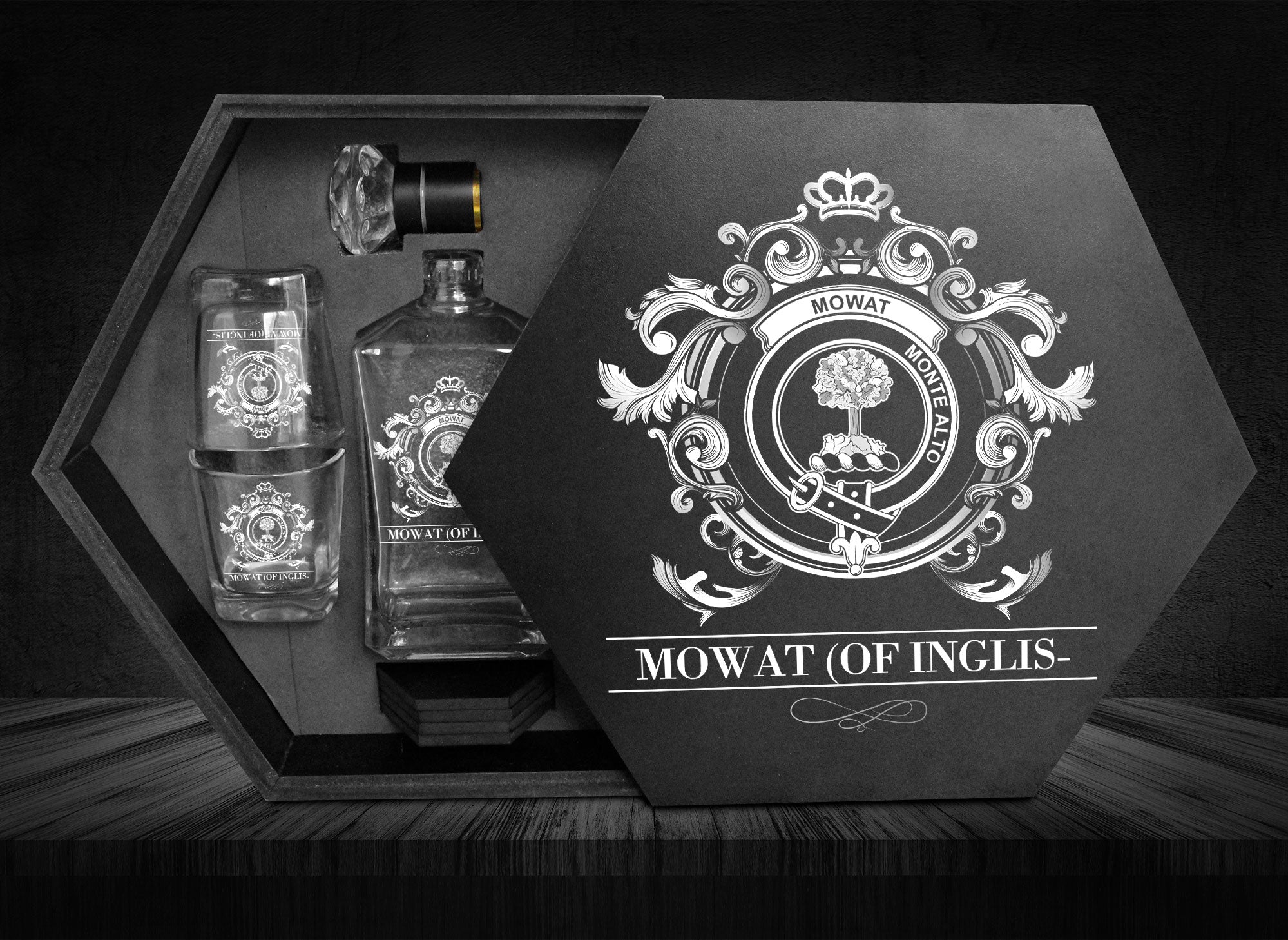 Mowat (of Inglistoun) Tartan Clan Decanter Set