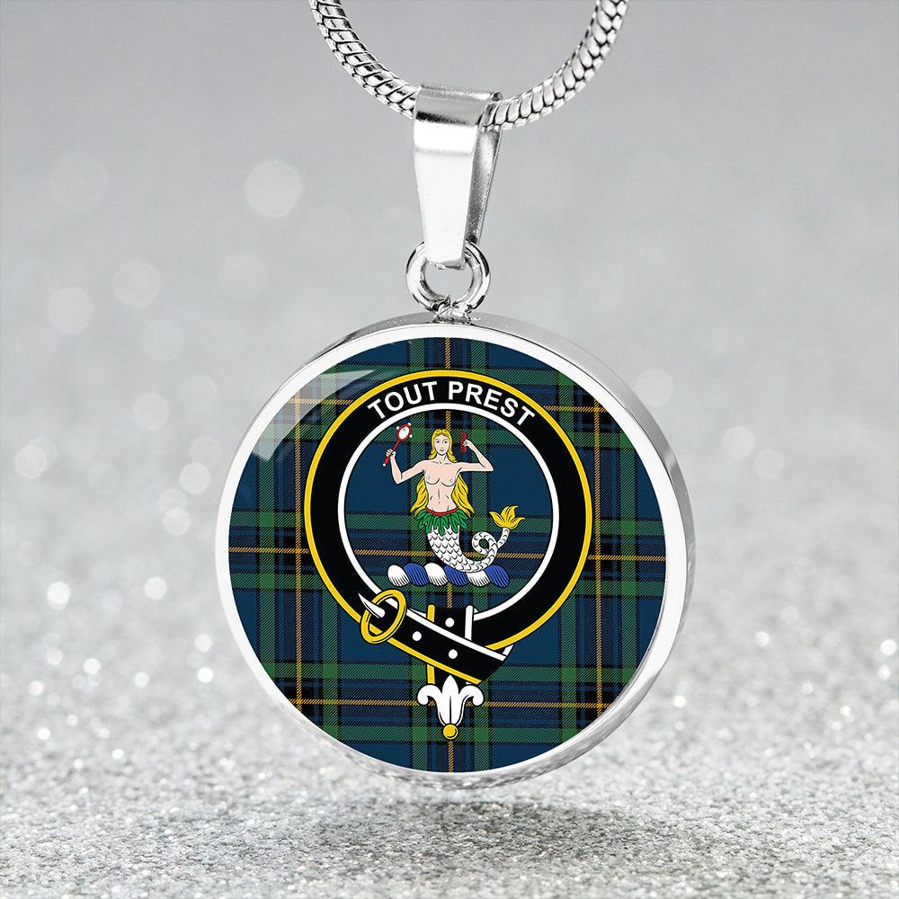 Murray of Elibank Modern Tartan Crest Circle Necklace