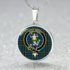 Murray of Elibank Modern Tartan Crest Circle Necklace