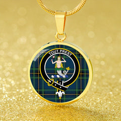 Murray of Elibank Modern Tartan Crest Circle Necklace