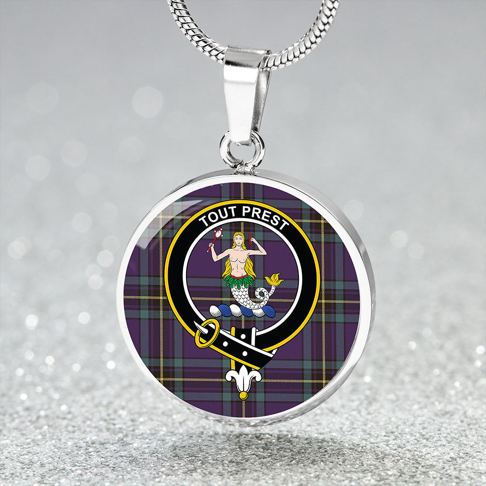 Murray of Elibank Weathered Tartan Crest Circle Necklace