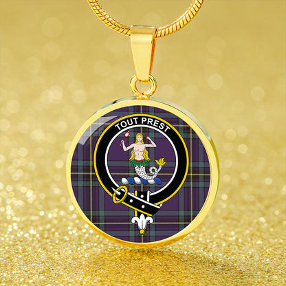 Murray of Elibank Weathered Tartan Crest Circle Necklace