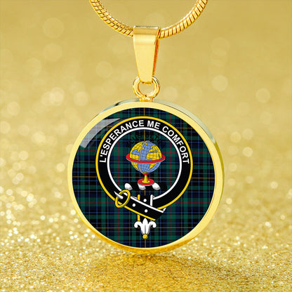 Nairn #2 Modern Tartan Crest Circle Necklace