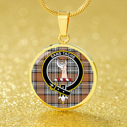 Napier Rose Modern Tartan Crest Circle Necklace