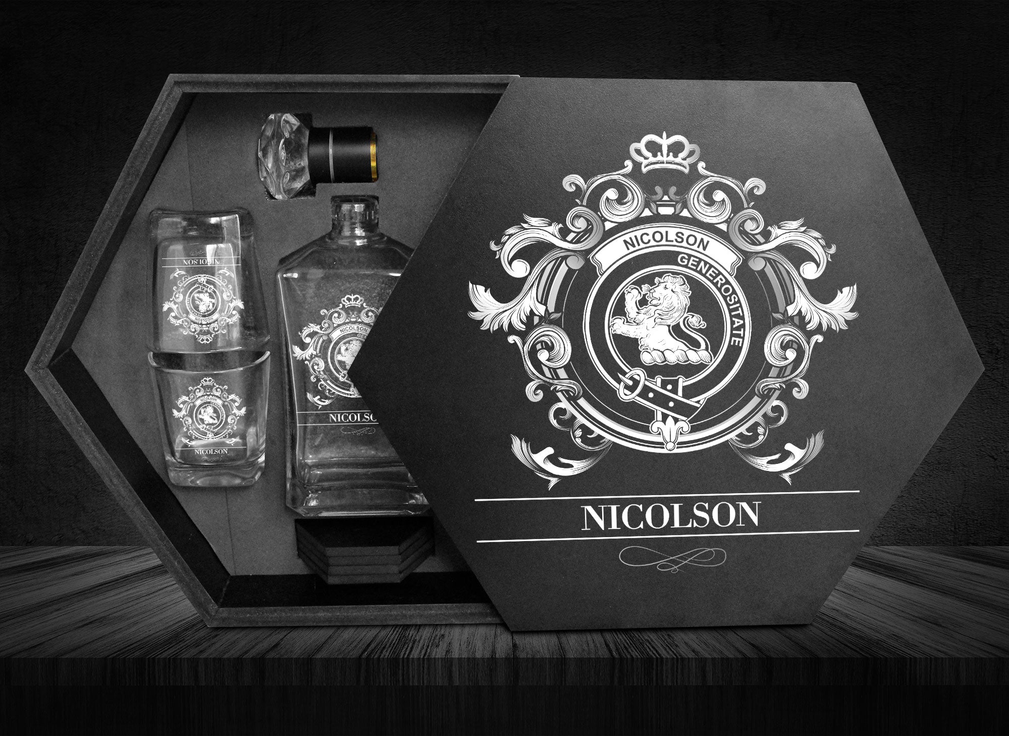 Nicolson Tartan Clan Decanter Set