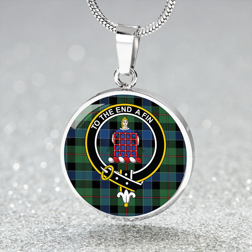 Ogilvie Hunting Modern Tartan Crest Circle Necklace