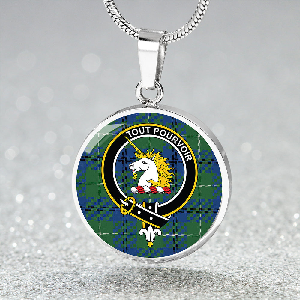 Oliphant Modern Tartan Crest Circle Necklace