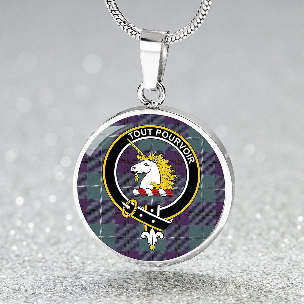 Oliphant Weathered Tartan Crest Circle Necklace