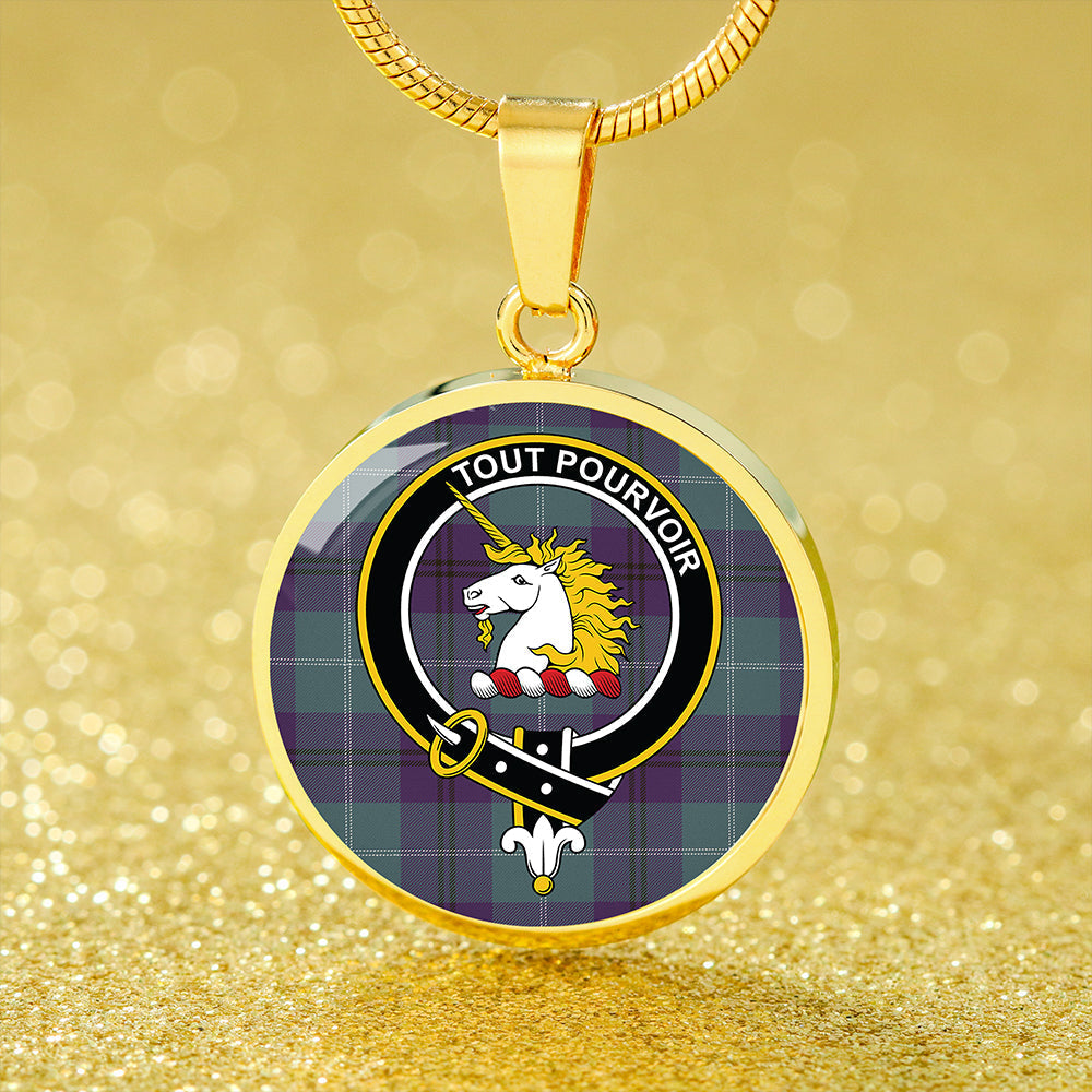 Oliphant Weathered Tartan Crest Circle Necklace