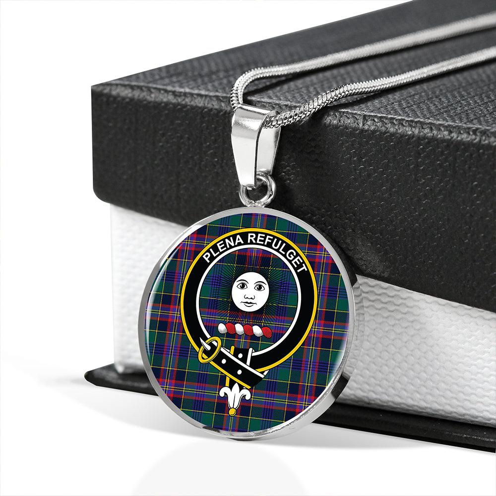 Pitcairn Hunting Modern Tartan Crest Circle Necklace