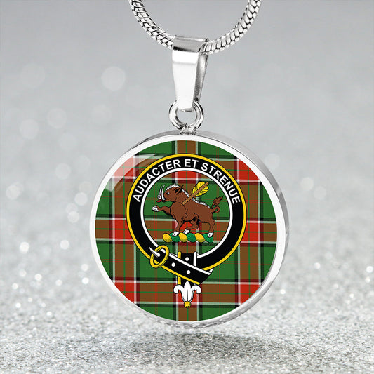 Pollock Ancient Tartan Crest Circle Necklace