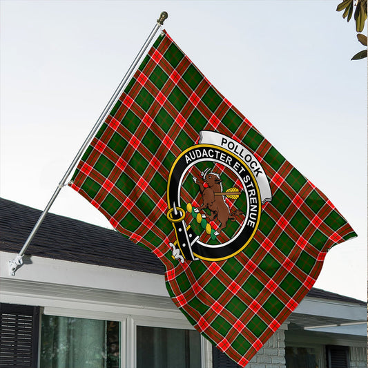 Pollock Modern Tartan Classic Crest House Flag