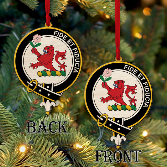 Primrose Tartan Crest Wood Acrylic Ornament