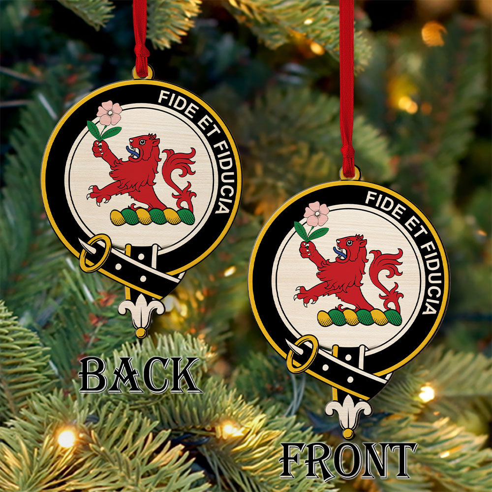 Primrose Tartan Crest Wood Acrylic Ornament