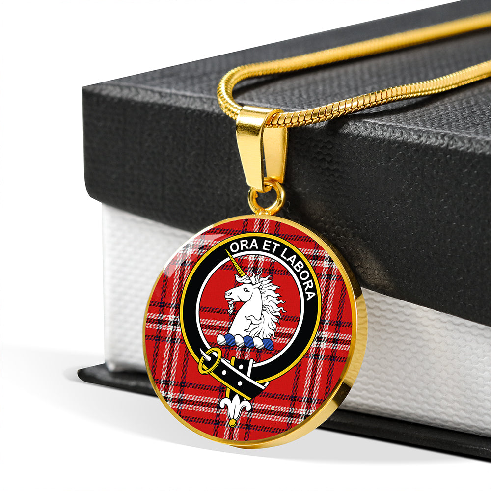 Ramsay Angus & Mearns Modern Tartan Crest Circle Necklace