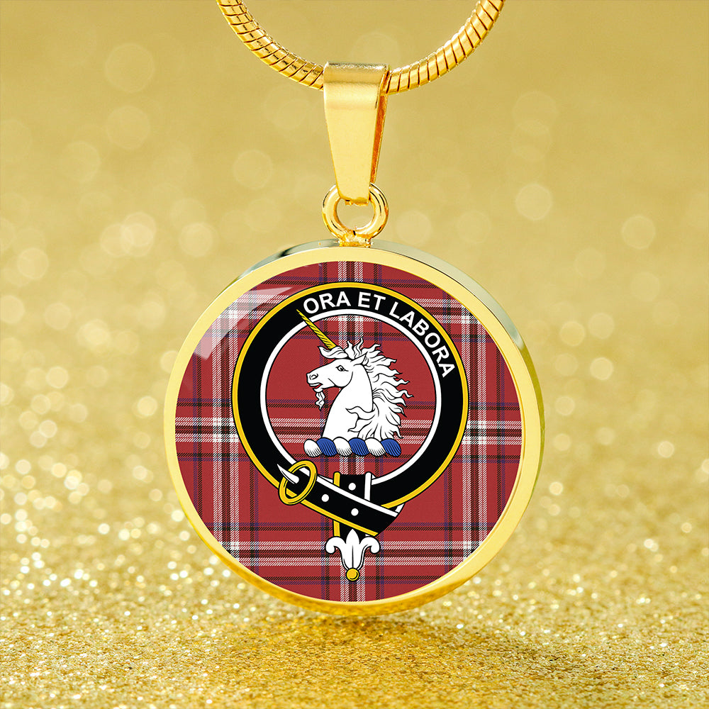 Ramsay Angus & Mearns Weathered Tartan Crest Circle Necklace